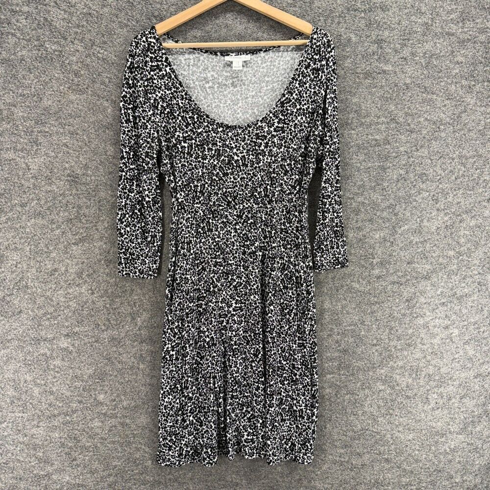Motherhood Maternity Dress Women M Medium Black Floral Sheath Midi Long Sleeve